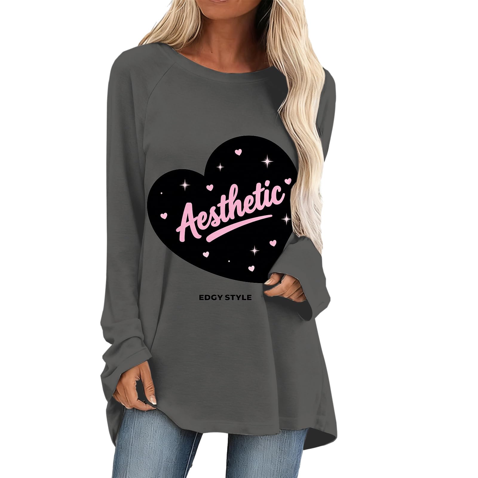 Leopard Print Tunic Tops for Women Fashion Casual Spring Summer Shirt Long Sleeve Crewneck Comfy Loose Pullover