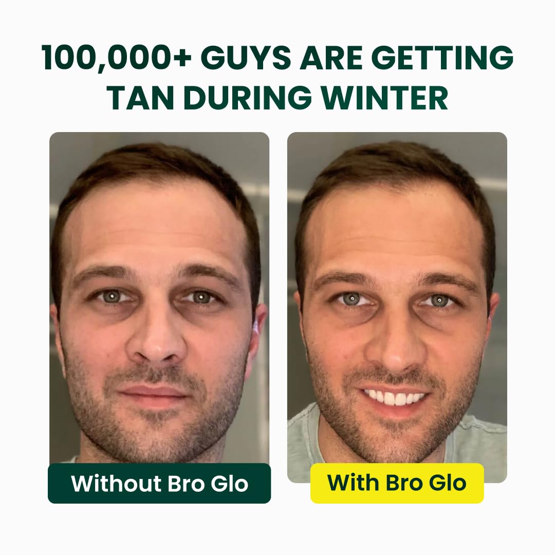 Bro Glo Self Tanner for The Boys - Quick Application Foam Mousse - Easy Sunless Tan For Your Face - Oil Free Water Based for Faster Skin Drying