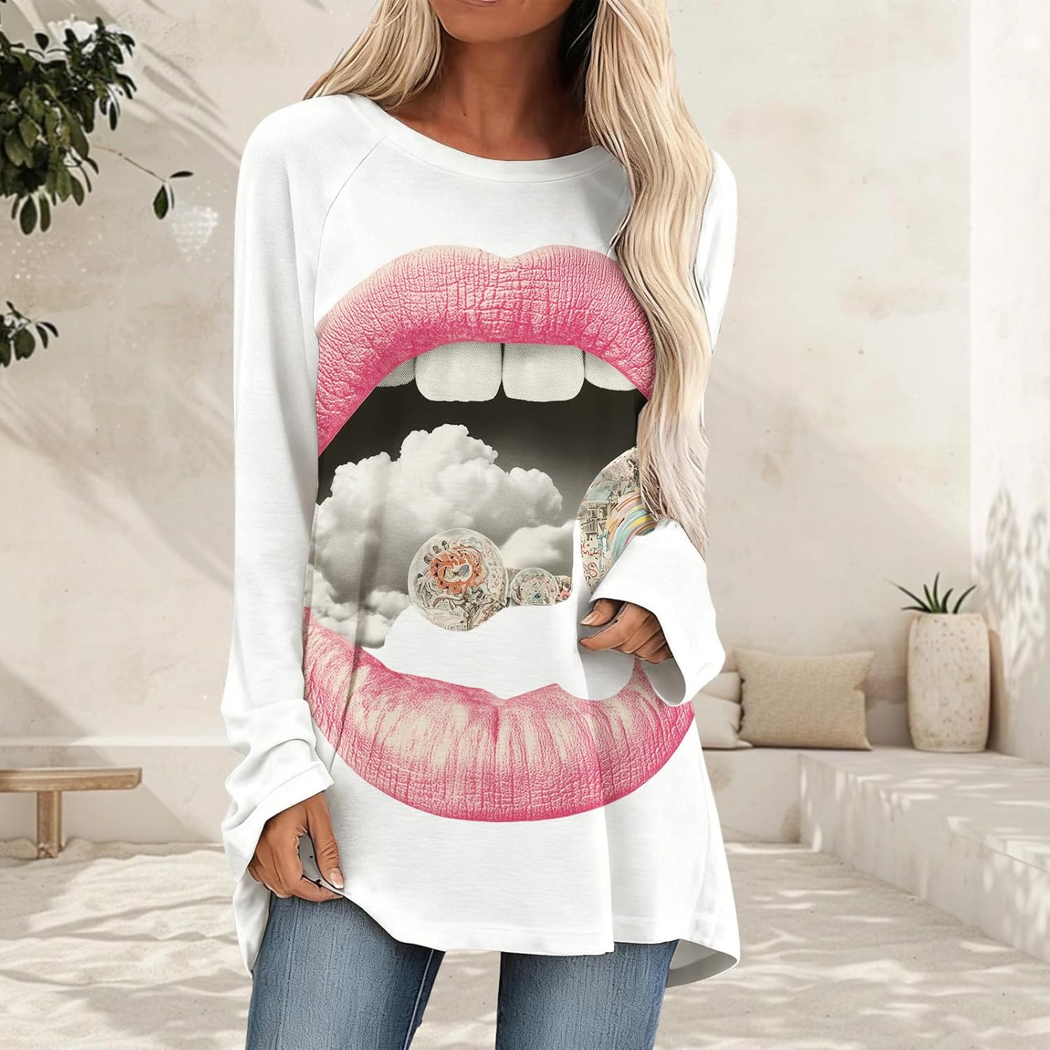 Leopard Print Tunic Tops for Women Fashion Casual Spring Summer Shirt Long Sleeve Crewneck Comfy Loose Pullover