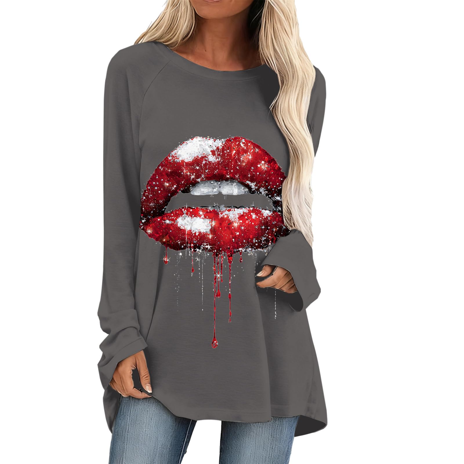 Leopard Print Tunic Tops for Women Fashion Casual Spring Summer Shirt Long Sleeve Crewneck Comfy Loose Pullover