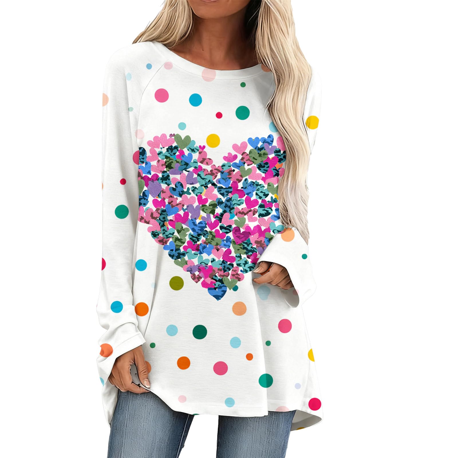 Leopard Print Tunic Tops for Women Fashion Casual Spring Summer Shirt Long Sleeve Crewneck Comfy Loose Pullover