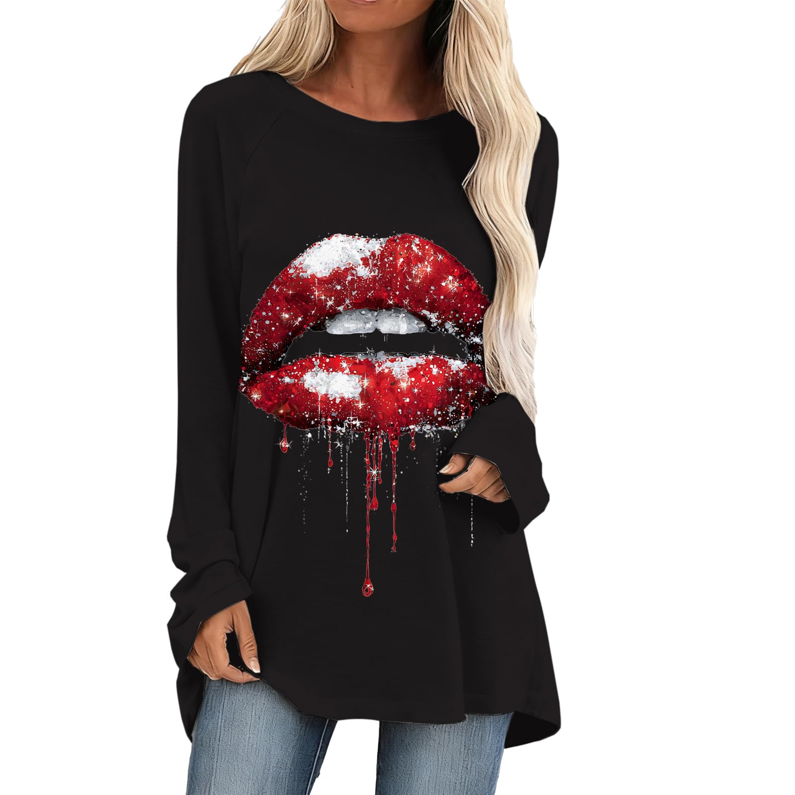 Leopard Print Tunic Tops for Women Fashion Casual Spring Summer Shirt Long Sleeve Crewneck Comfy Loose Pullover
