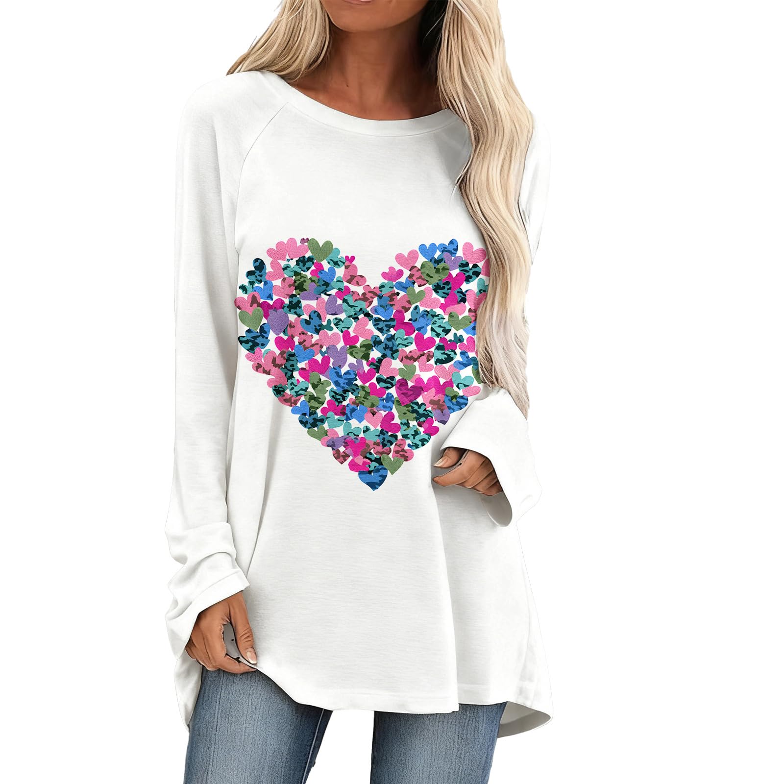 Leopard Print Tunic Tops for Women Fashion Casual Spring Summer Shirt Long Sleeve Crewneck Comfy Loose Pullover