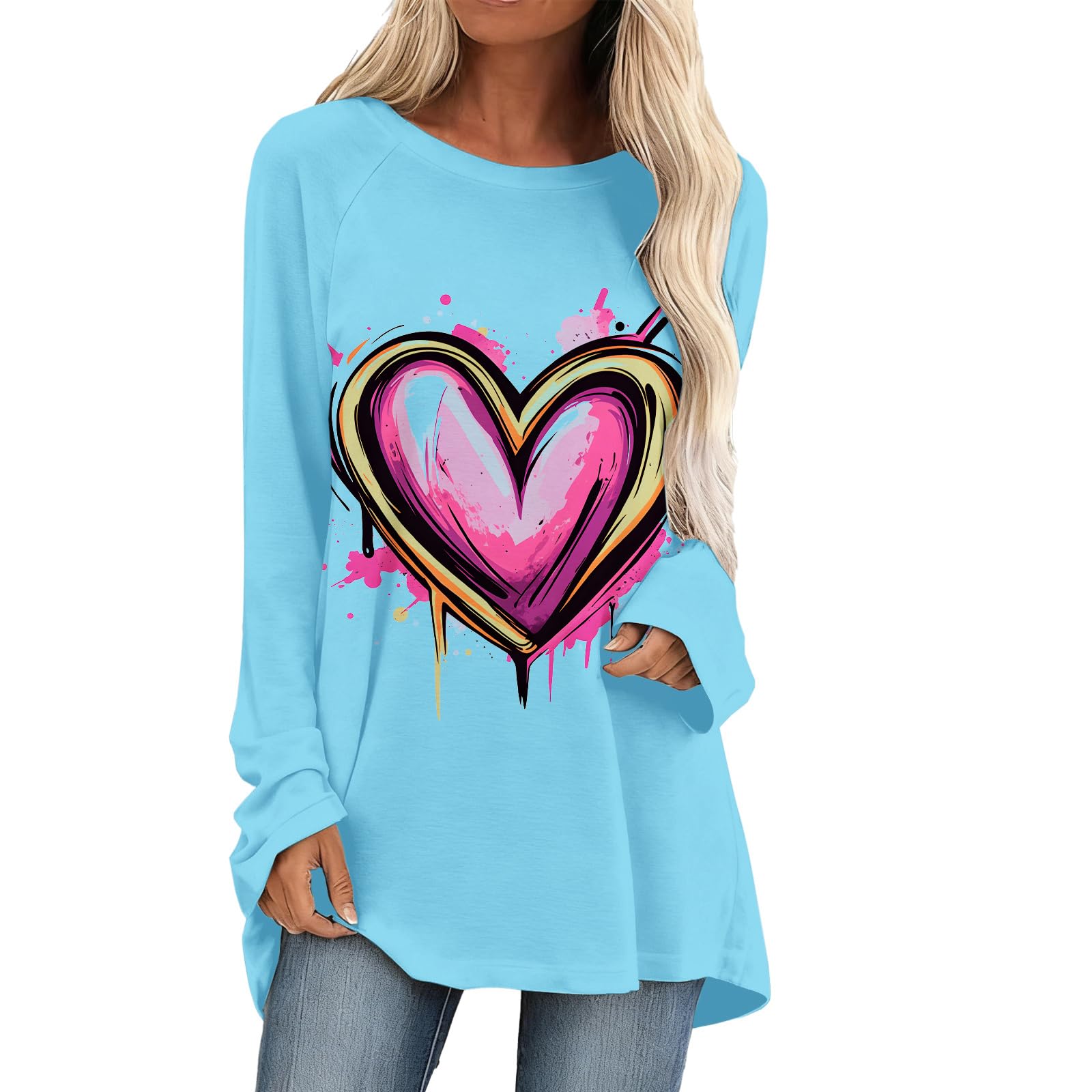 Leopard Print Tunic Tops for Women Fashion Casual Spring Summer Shirt Long Sleeve Crewneck Comfy Loose Pullover