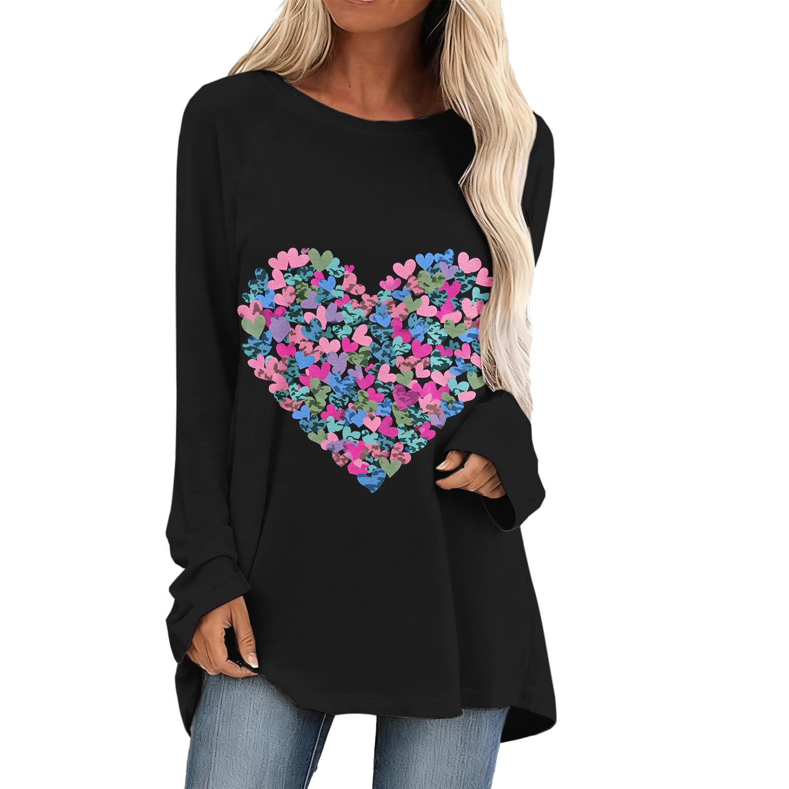 Leopard Print Tunic Tops for Women Fashion Casual Spring Summer Shirt Long Sleeve Crewneck Comfy Loose Pullover