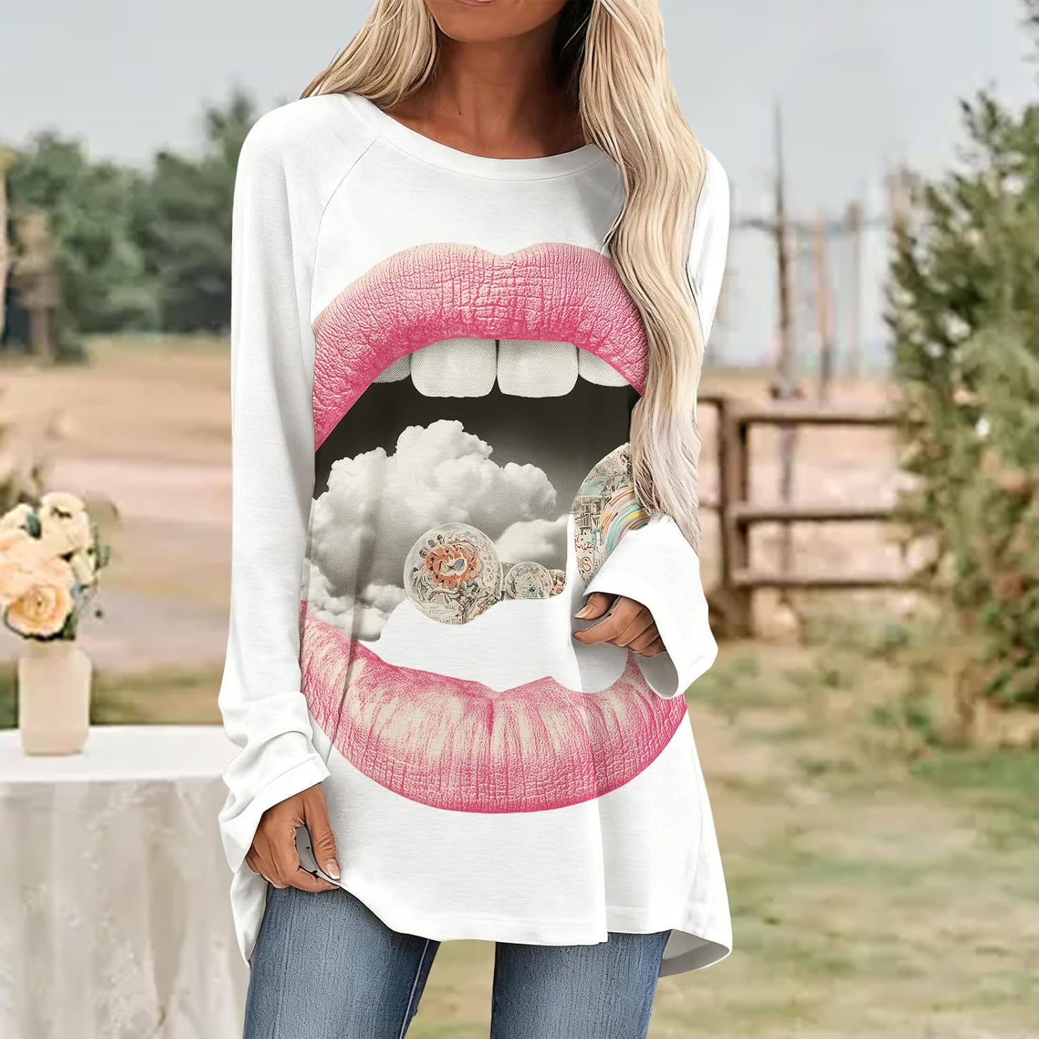 Leopard Print Tunic Tops for Women Fashion Casual Spring Summer Shirt Long Sleeve Crewneck Comfy Loose Pullover