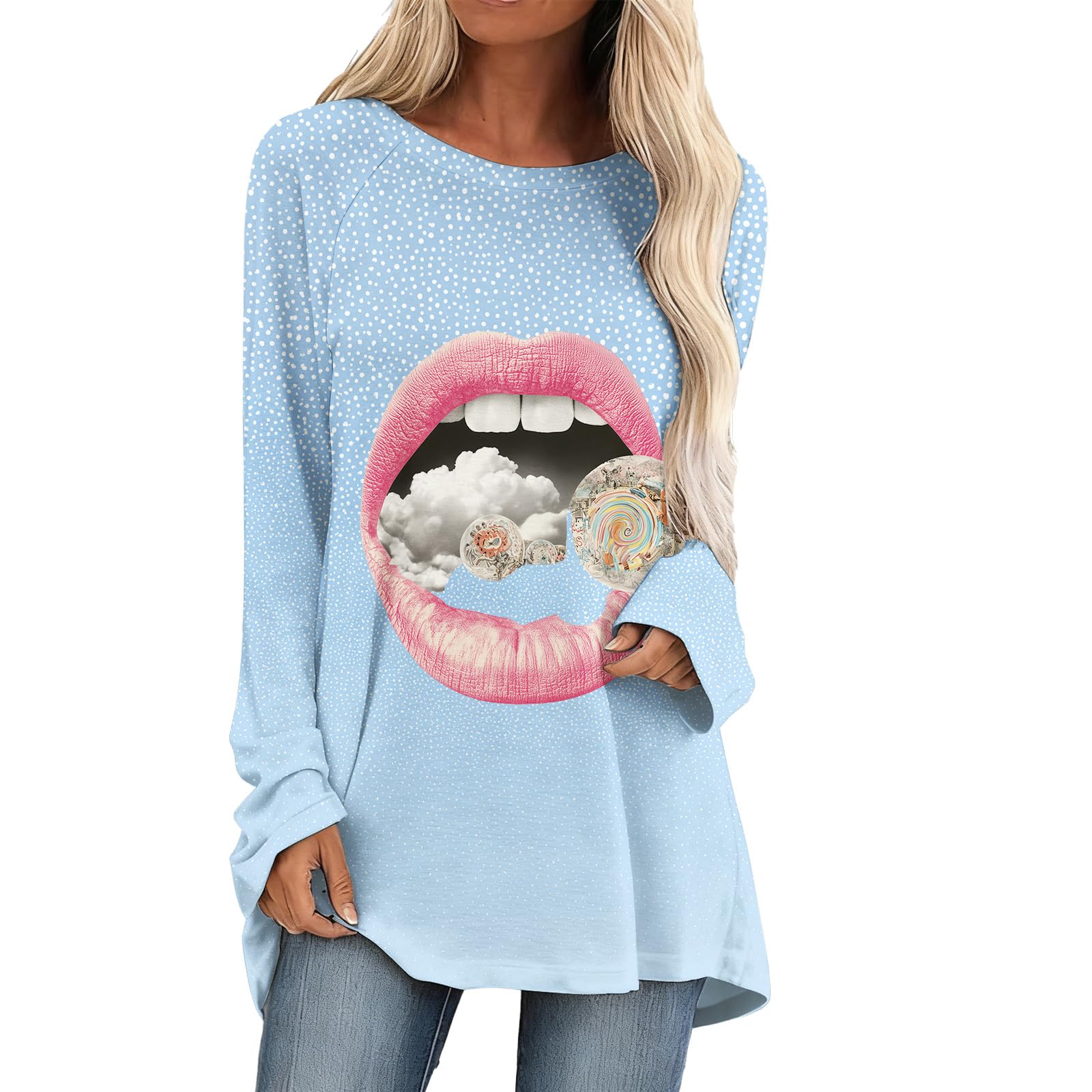 Leopard Print Tunic Tops for Women Fashion Casual Spring Summer Shirt Long Sleeve Crewneck Comfy Loose Pullover