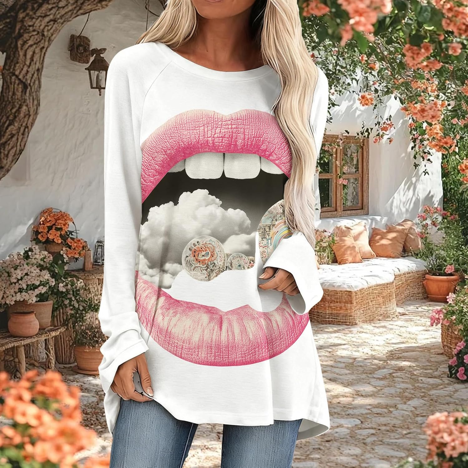 Leopard Print Tunic Tops for Women Fashion Casual Spring Summer Shirt Long Sleeve Crewneck Comfy Loose Pullover